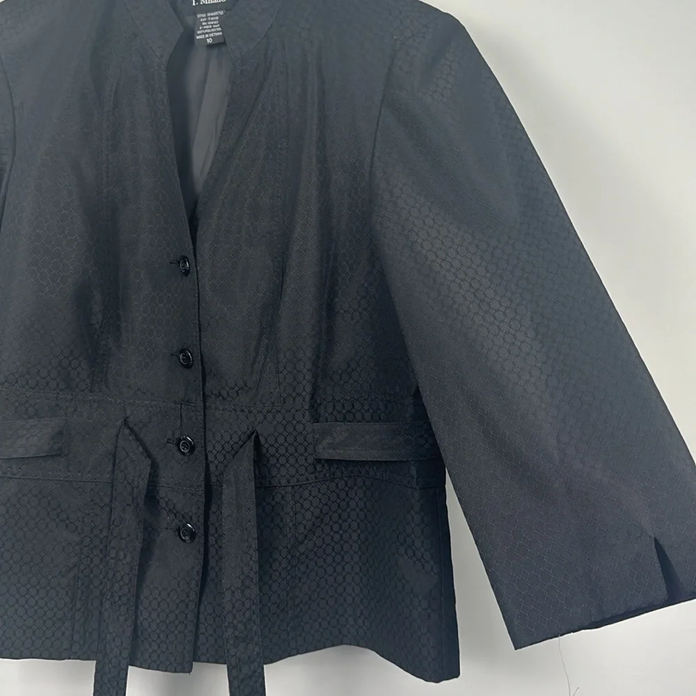 T. Milano NWT Black Belted Suit Blazer Work Career Jacket Size 10 NEW